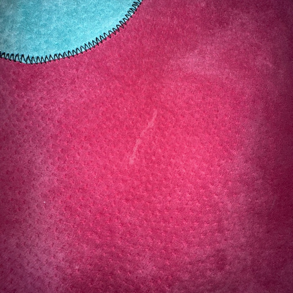 VINTAGE Pink Grey blue Polka Dot suede OLLY LONDON mini skirt SIZE 10 - Picture 7 of 11